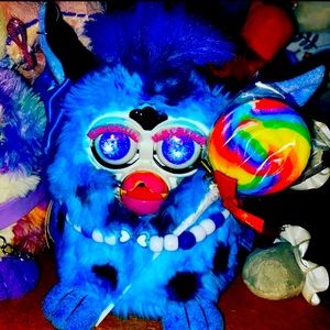 Blueberry milk, cow inspired, completely remade with glass eyes, one of a kind